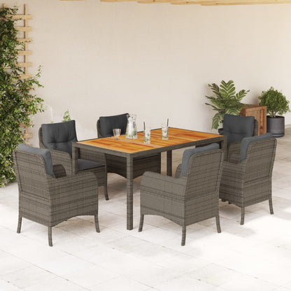 Set da Pranzo da Giardino 7 pz con Cuscini in Polyrattan Grigio | homemem39