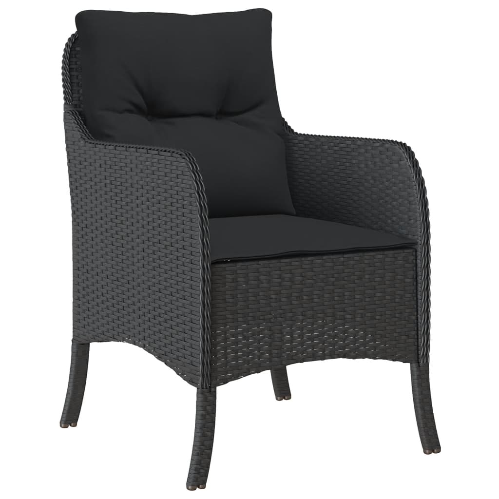 Set da Pranzo da Giardino 9 pz con Cuscini Nero in Polyrattan | homemem39