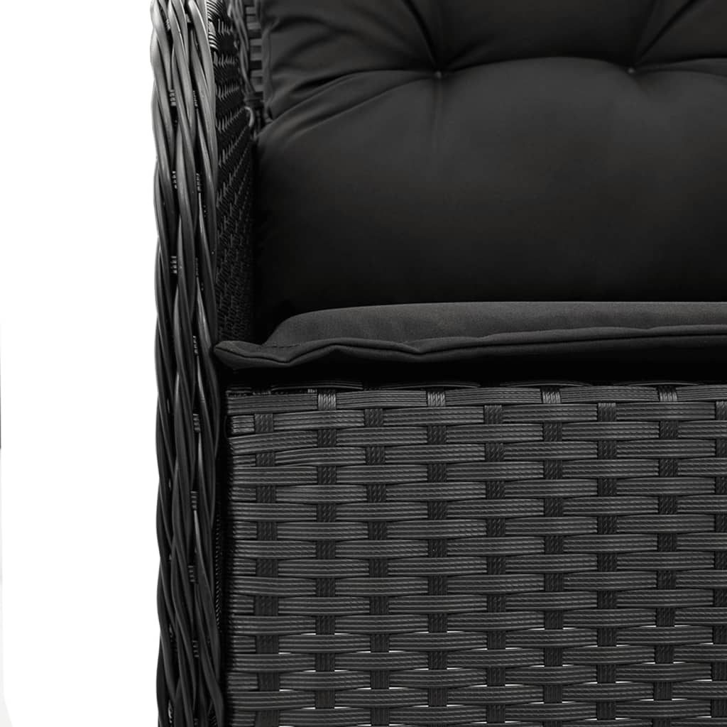 Set da Pranzo da Giardino 9 pz con Cuscini Nero in Polyrattan | homemem39