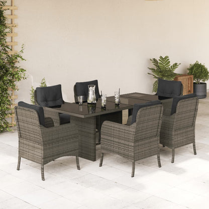 Set da Pranzo da Giardino 7 pz con Cuscini in Polyrattan Grigio | homemem39