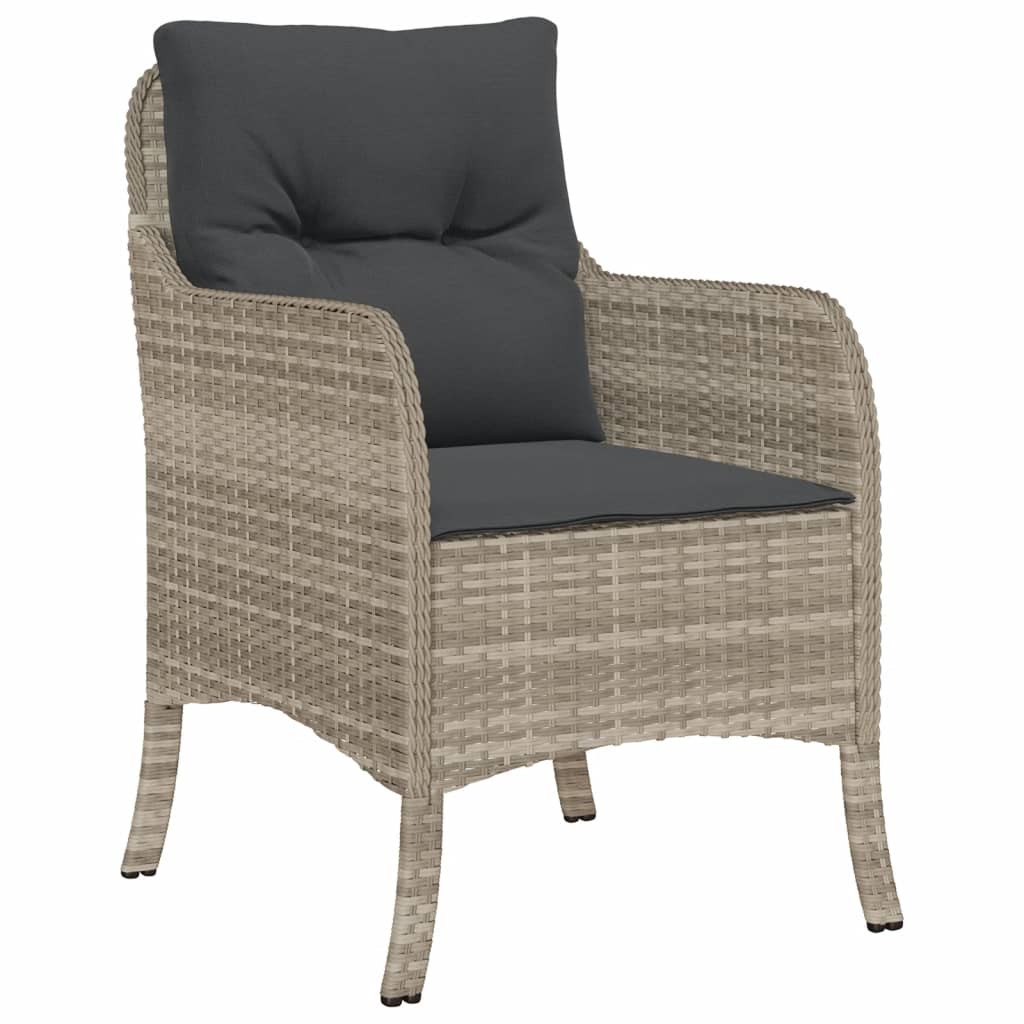 Set da Pranzo da Giardino 7 pz Cuscini Polyrattan Grigio Chiaro | homemem39