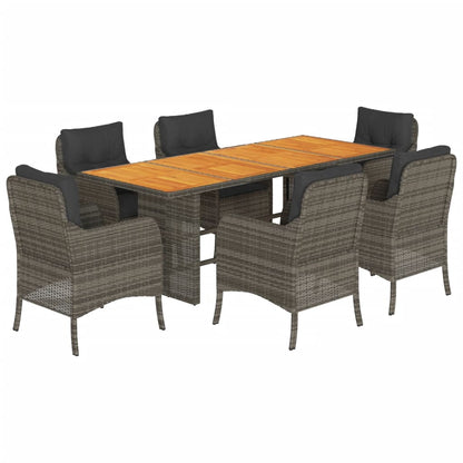 Set da Pranzo da Giardino 7 pz con Cuscini in Polyrattan Grigio | homemem39