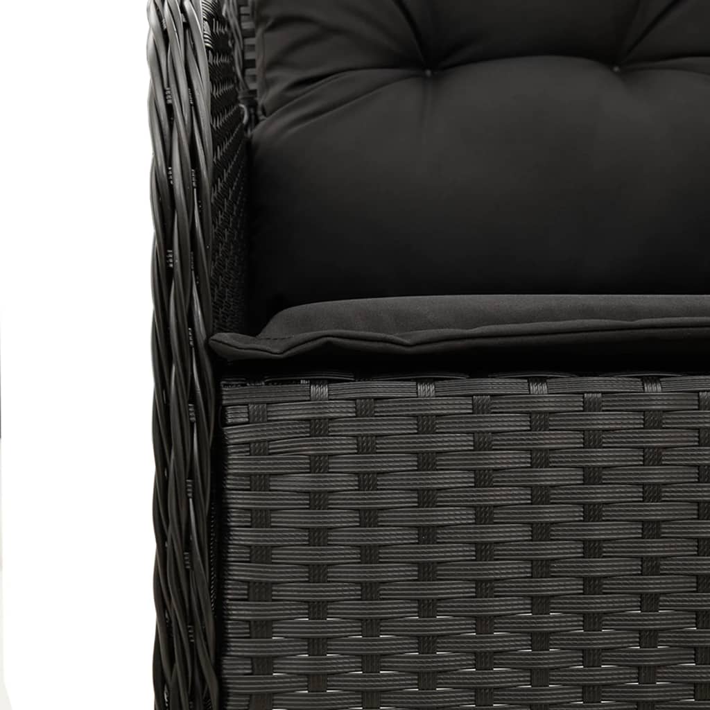Set da Pranzo da Giardino 3 pz con Cuscini Nero in Polyrattan - homemem39