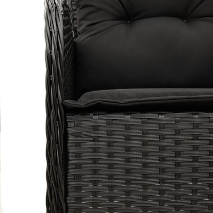 Set da Pranzo da Giardino 3 pz con Cuscini Nero in Polyrattan - homemem39