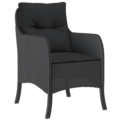 Set da Pranzo da Giardino 7 pz Nero con Cuscini in Polyrattan - homemem39