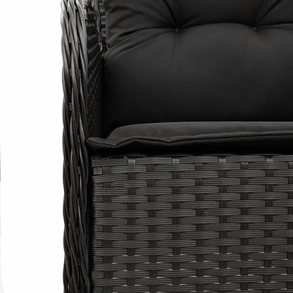 Set da Pranzo da Giardino 3 pz con Cuscini Nero in Polyrattan