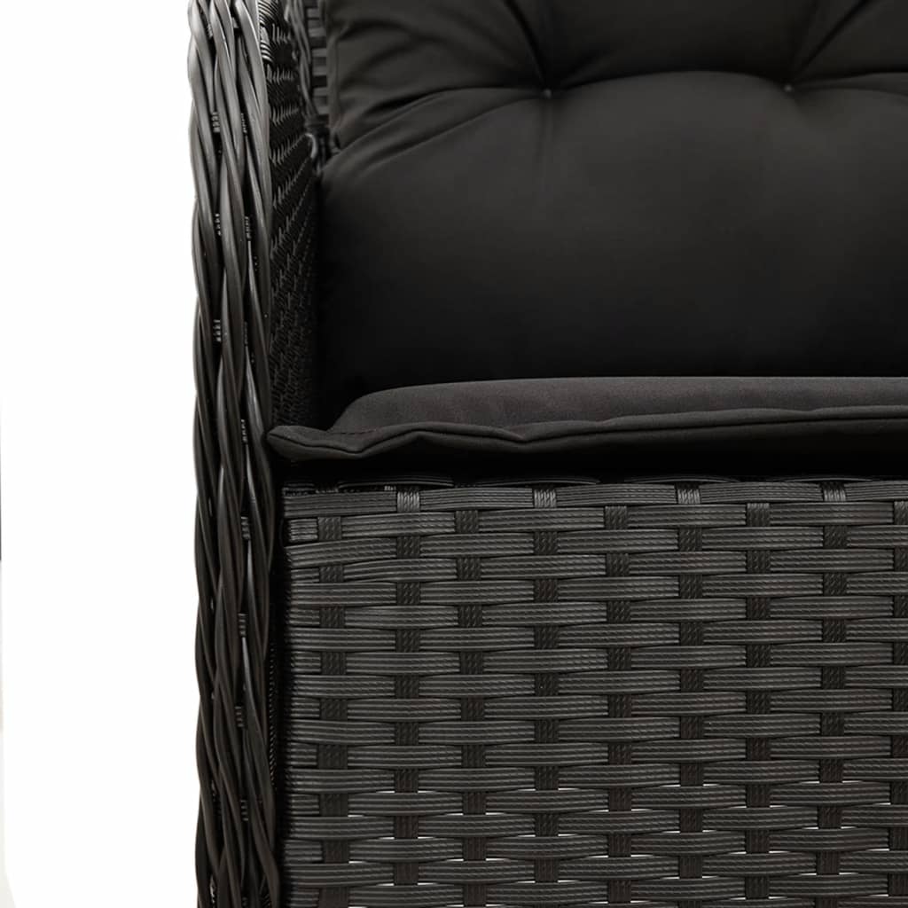 Set da Pranzo da Giardino 7 pz Nero con Cuscini in Polyrattan - homemem39
