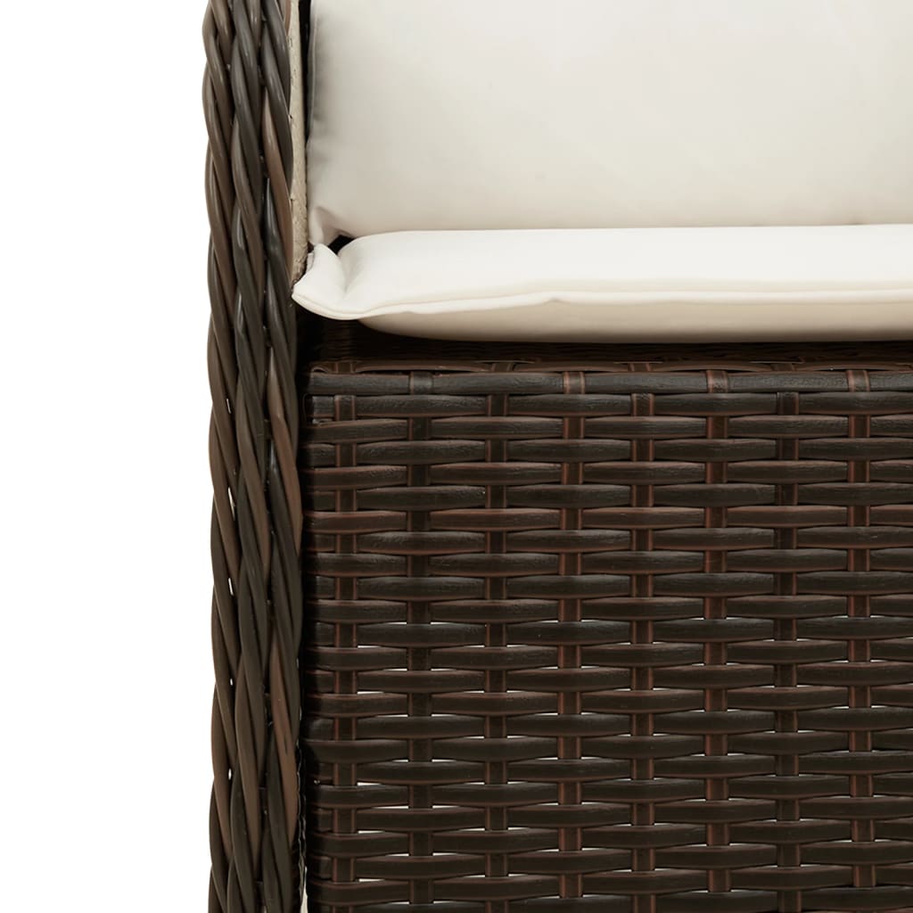 Set da Pranzo da Giardino 5pz con Cuscini in Polyrattan Marrone - homemem39
