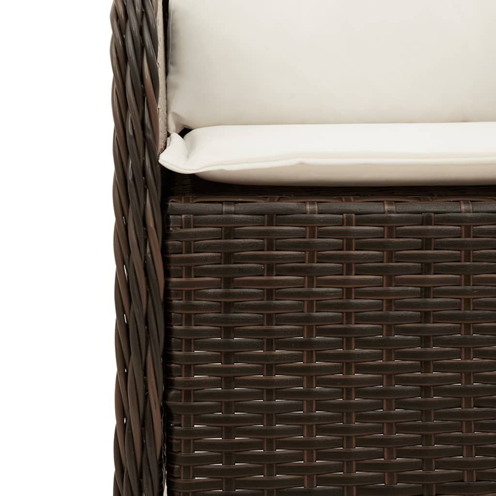 Set da Pranzo da Giardino 5pz con Cuscini in Polyrattan Marrone | homemem39