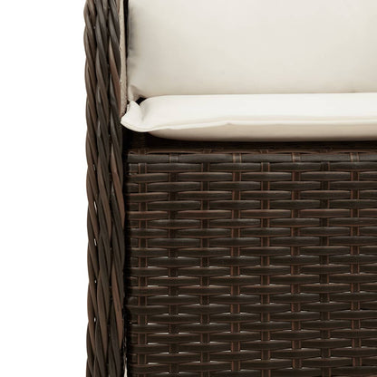 Set da Pranzo da Giardino 5pz con Cuscini in Polyrattan Marrone | homemem39