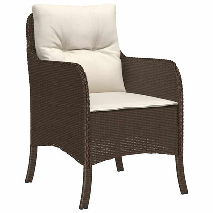Set da Pranzo da Giardino 5pz con Cuscini in Polyrattan Marrone | homemem39