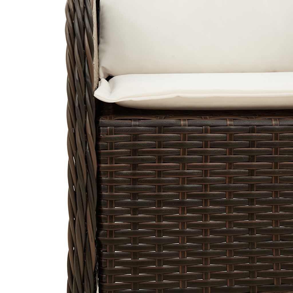 Set da Pranzo da Giardino 5pz con Cuscini in Polyrattan Marrone | homemem39