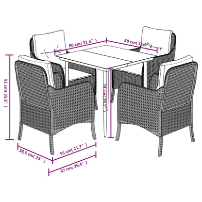 Set da Pranzo da Giardino 5 pz con Cuscini in Polyrattan Grigio | homemem39