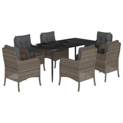 Set da Pranzo da Giardino 7 pz con Cuscini in Polyrattan Grigio | homemem39
