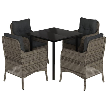 Set da Pranzo da Giardino 5 pz con Cuscini in Polyrattan Grigio - homemem39