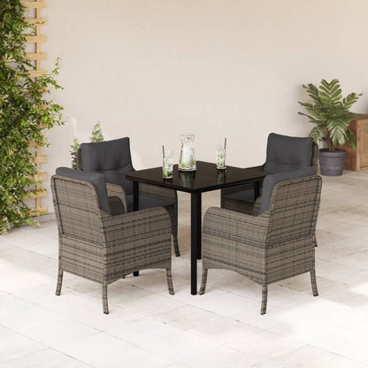 Set da Pranzo da Giardino 5 pz con Cuscini in Polyrattan Grigio - homemem39