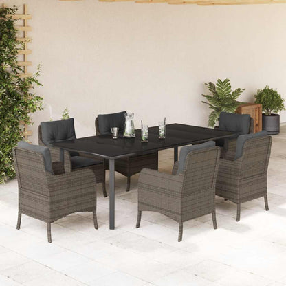 Set da Pranzo da Giardino 7 pz con Cuscini in Polyrattan Grigio | homemem39