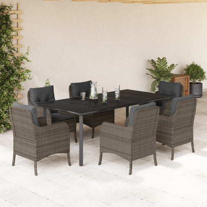 Set da Pranzo da Giardino 7 pz con Cuscini in Polyrattan Grigio - homemem39