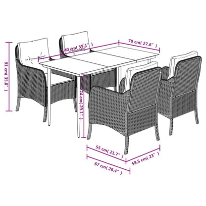 Set da Pranzo da Giardino 5 pz con Cuscini Beige in Polyrattan - homemem39