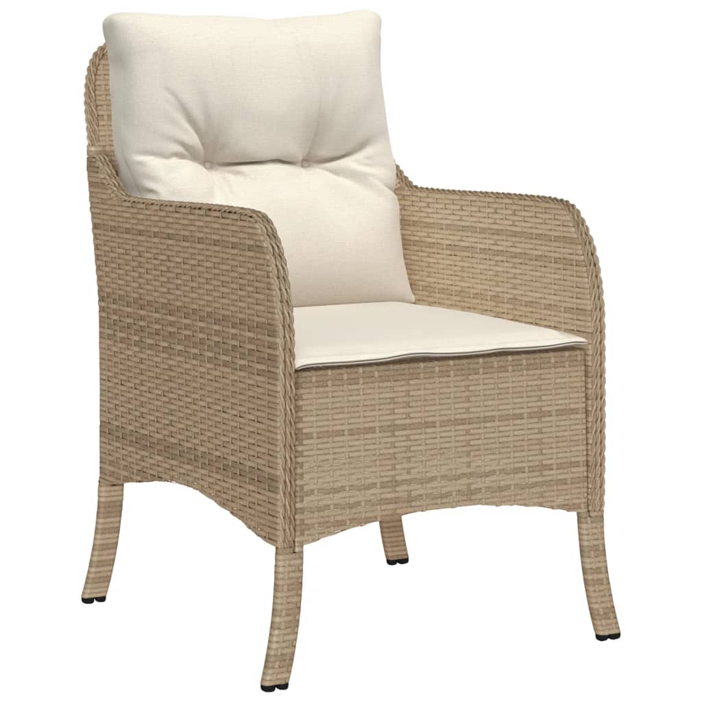 Set da Pranzo da Giardino 7 pz con Cuscini Beige in Polyrattan - homemem39