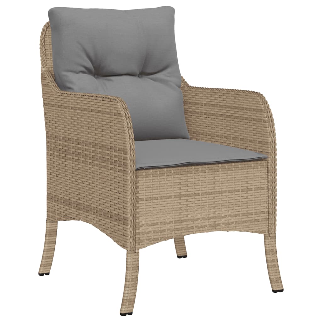 Set da Pranzo da Giardino 9 pz con Cuscini Beige in Polyrattan - homemem39