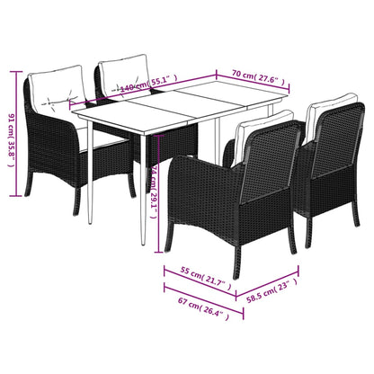 Set Pranzo da Giardino 5pz con Cuscini Grigio Chiaro Polyrattan | homemem39