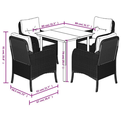Set Pranzo da Giardino 5pz con Cuscini Grigio Chiaro Polyrattan | homemem39
