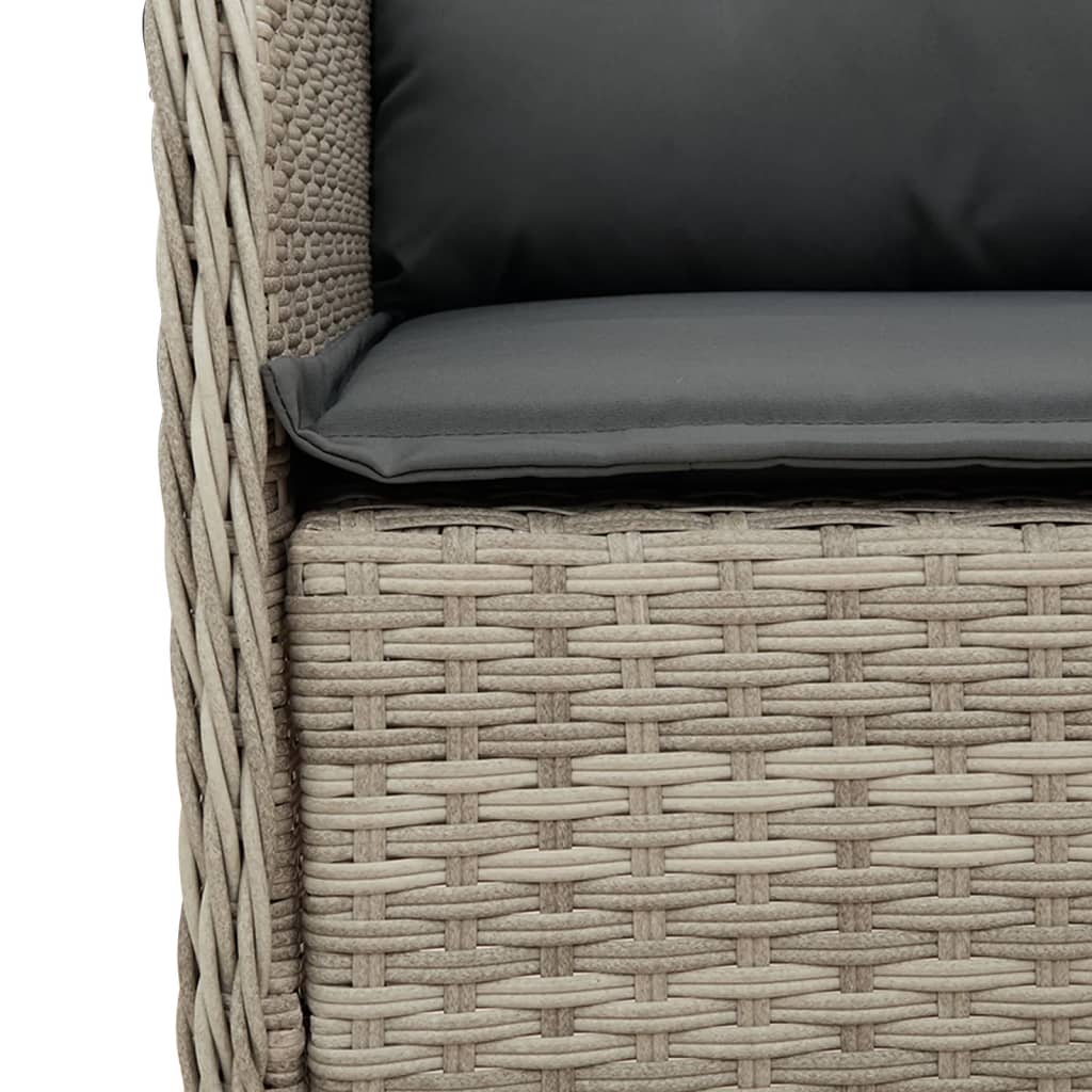 Set Pranzo da Giardino 5pz con Cuscini Grigio Chiaro Polyrattan | homemem39
