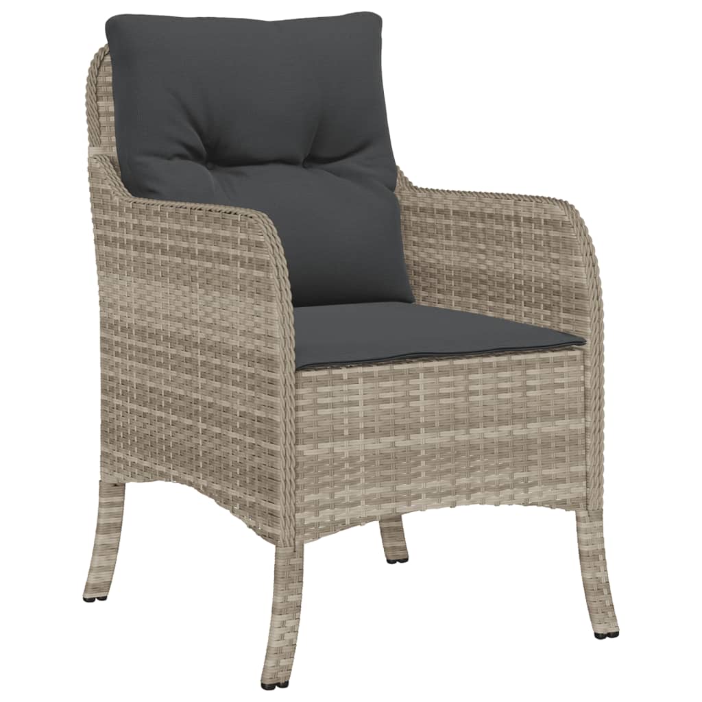 Set Pranzo da Giardino 9pz con Cuscini Grigio Chiaro Polyrattan | homemem39