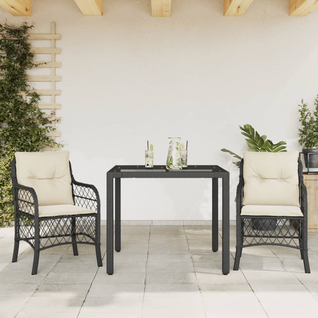 Set da Bistrò 3 pz con Cuscini Nero in Polyrattan | homemem39