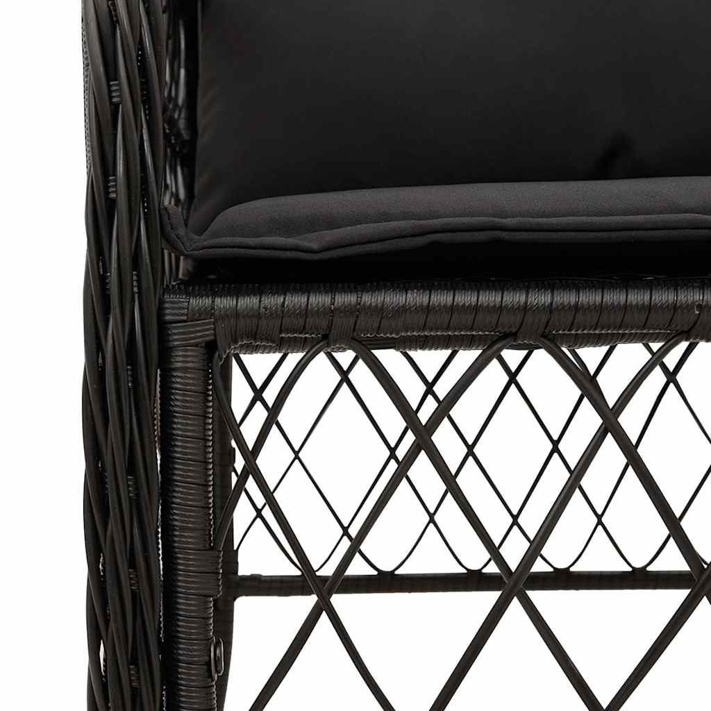 Set da Pranzo da Giardino 5 pz Nero con Cuscini in Polyrattan | homemem39