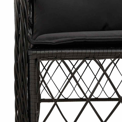 Set da Pranzo da Giardino 5 pz Nero con Cuscini in Polyrattan | homemem39