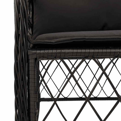 Set da Pranzo da Giardino 7 pz Nero con Cuscini in Polyrattan | homemem39