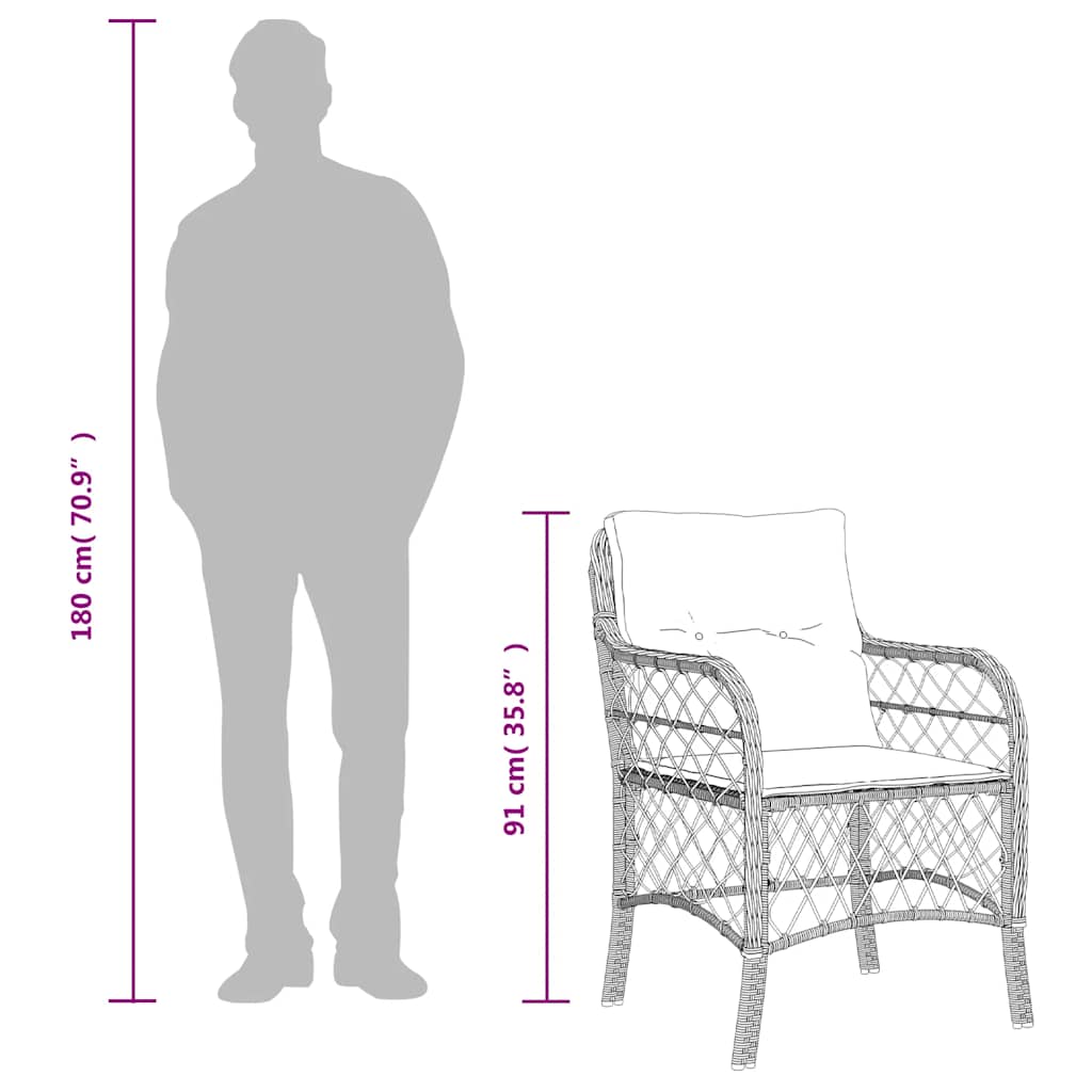 Set da Pranzo da Giardino 7 pz Nero con Cuscini in Polyrattan | homemem39