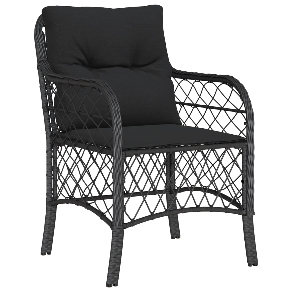 Set da Pranzo da Giardino 9 pz con Cuscini Nero in Polyrattan - homemem39
