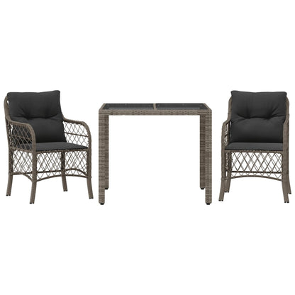 Set da Bistrò 3 pz con Cuscini Grigio in Polyrattan - homemem39