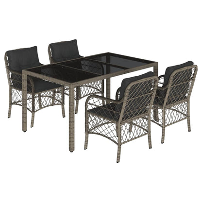 Set da Pranzo da Giardino 5 pz con Cuscini in Polyrattan Grigio - homemem39