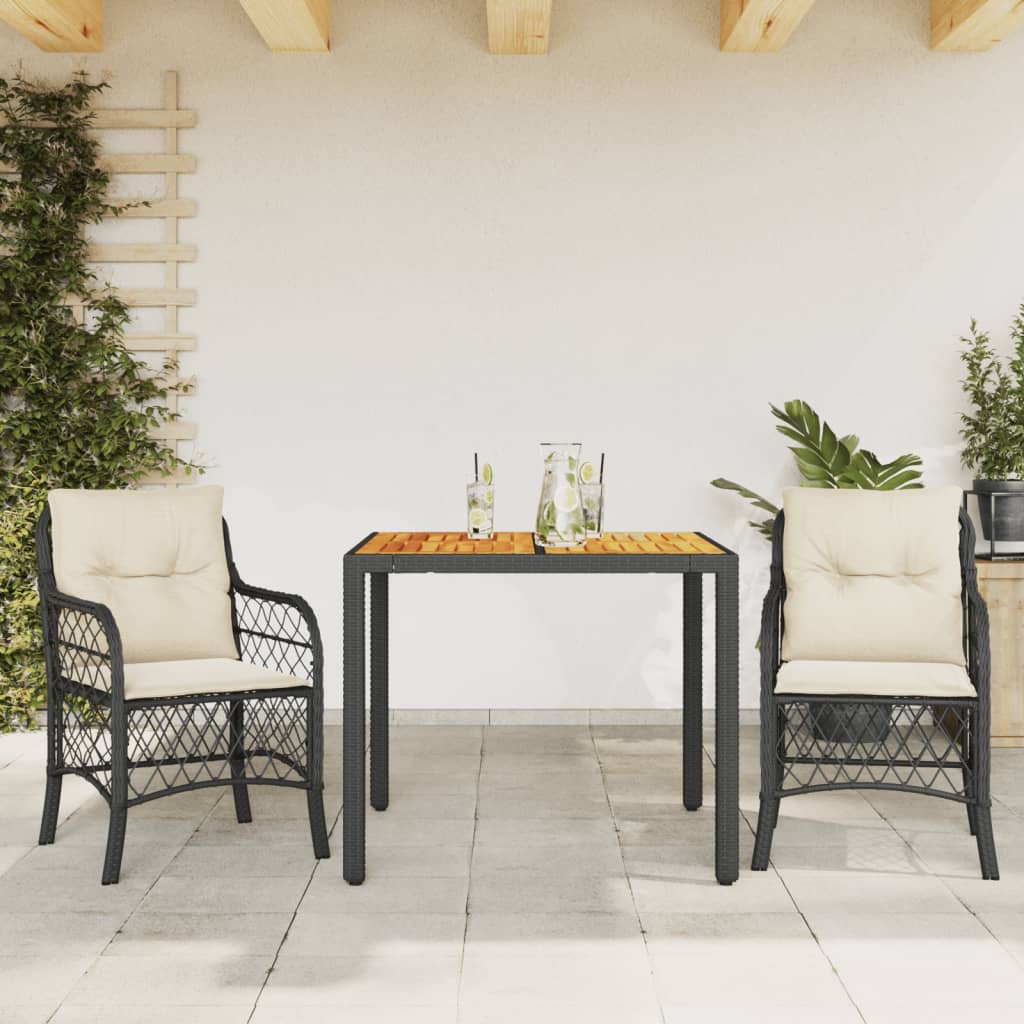 Set da Bistrò 3 pz con Cuscini Nero in Polyrattan - homemem39