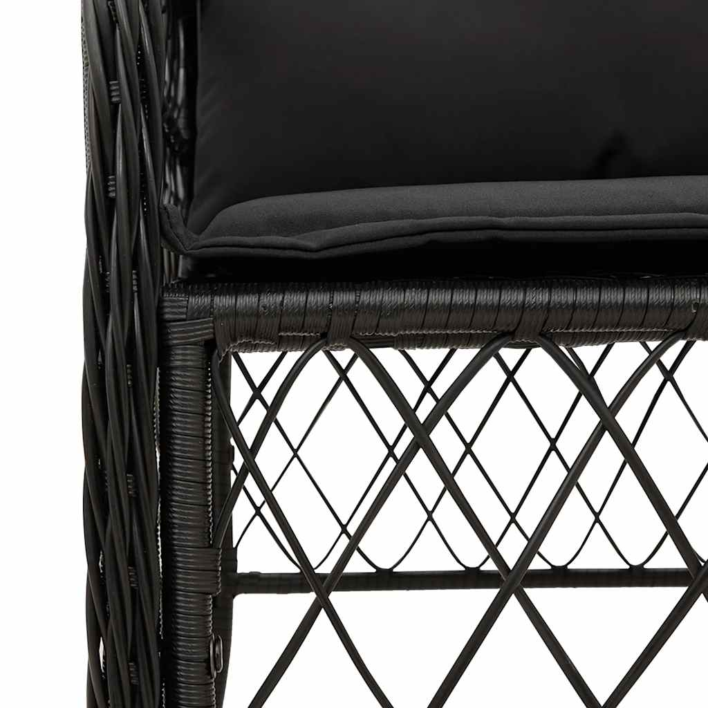 Set da Bistrò 3 pz con Cuscini Nero in Polyrattan | homemem39