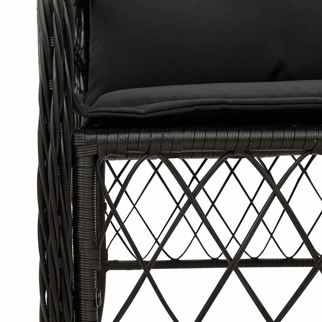 Set da Pranzo da Giardino 5 pz Nero con Cuscini in Polyrattan | homemem39