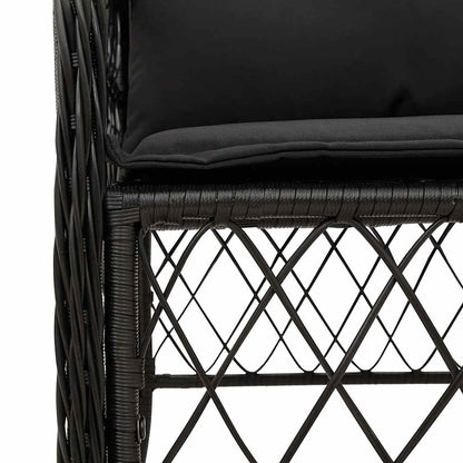 Set da Pranzo da Giardino 5 pz Nero con Cuscini in Polyrattan | homemem39