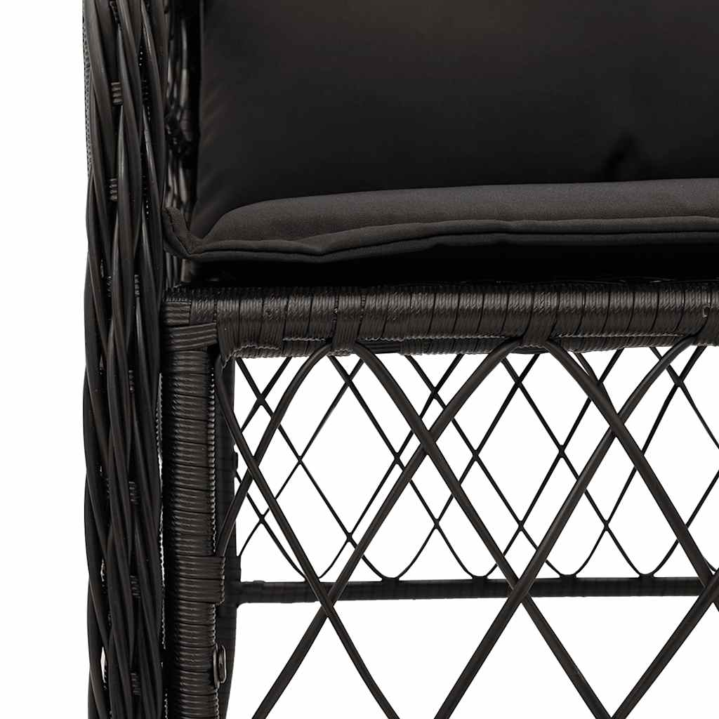 Set da Pranzo da Giardino 5 pz Nero con Cuscini in Polyrattan | homemem39