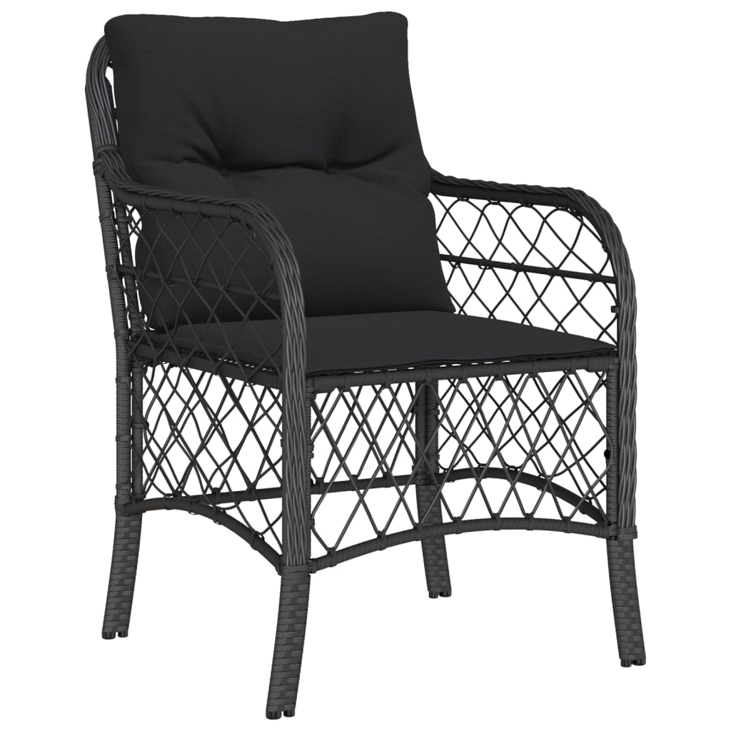 Set da Pranzo da Giardino 7 pz Nero con Cuscini in Polyrattan | homemem39