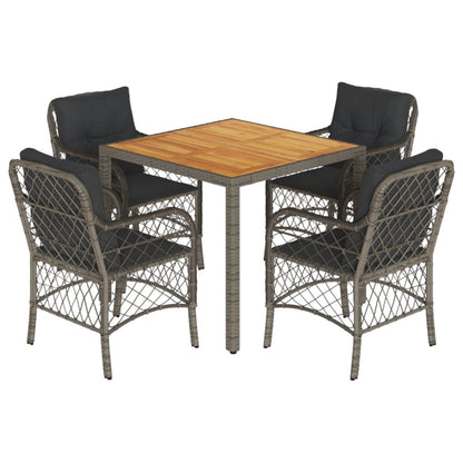 Set da Pranzo da Giardino 5 pz con Cuscini in Polyrattan Grigio | homemem39