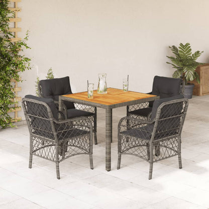 Set da Pranzo da Giardino 5 pz con Cuscini in Polyrattan Grigio | homemem39