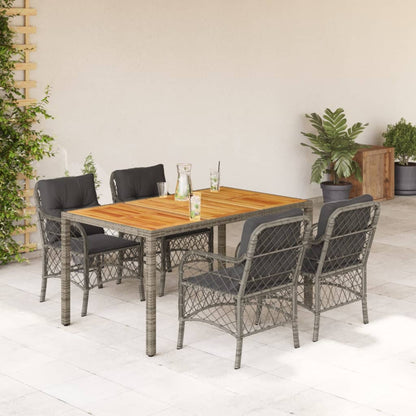 Set da Pranzo da Giardino 5 pz con Cuscini in Polyrattan Grigio | homemem39