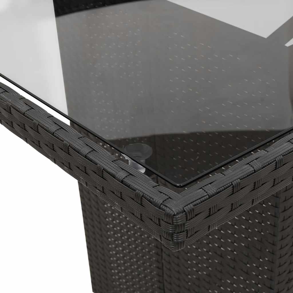 Set da Pranzo da Giardino 9 pz con Cuscini Nero in Polyrattan - homemem39