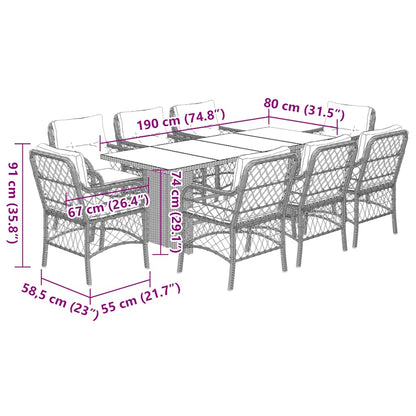 Set Pranzo da Giardino 9 pz con Cuscini Beige Misto Polyrattan | homemem39