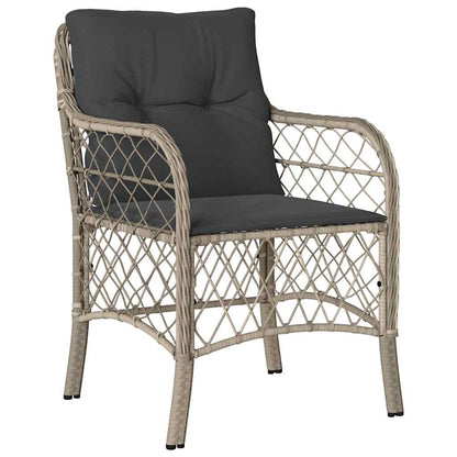 Set Pranzo da Giardino 9pz con Cuscini Grigio Chiaro Polyrattan | homemem39