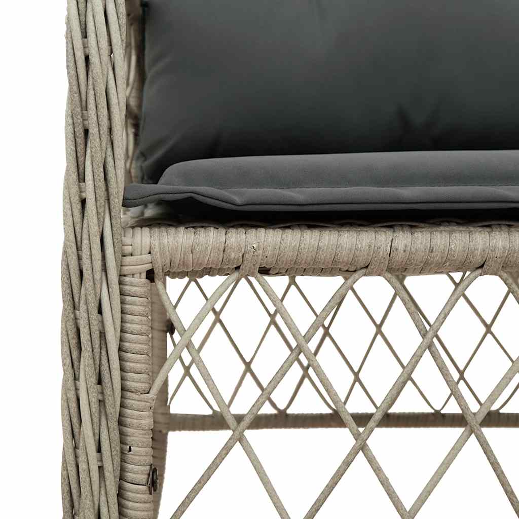 Set Pranzo da Giardino 9pz con Cuscini Grigio Chiaro Polyrattan | homemem39